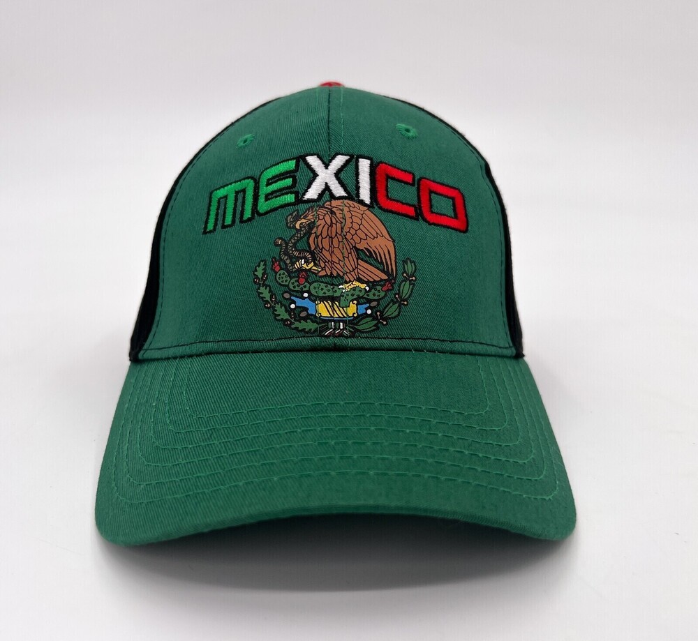 Mexico Cap Hat Strap Back Green Back Eagle Adjustable Embroidered